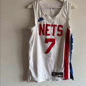 Nike Brooklyn Nets White and Blue Basketball Jersey Medium
